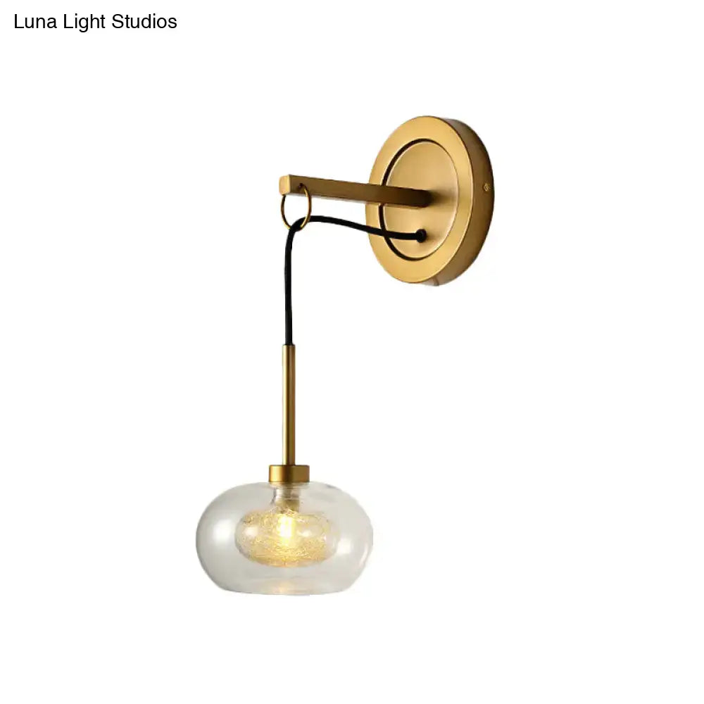 Modernist amber & white glass wall sconce bedroom drop lamp