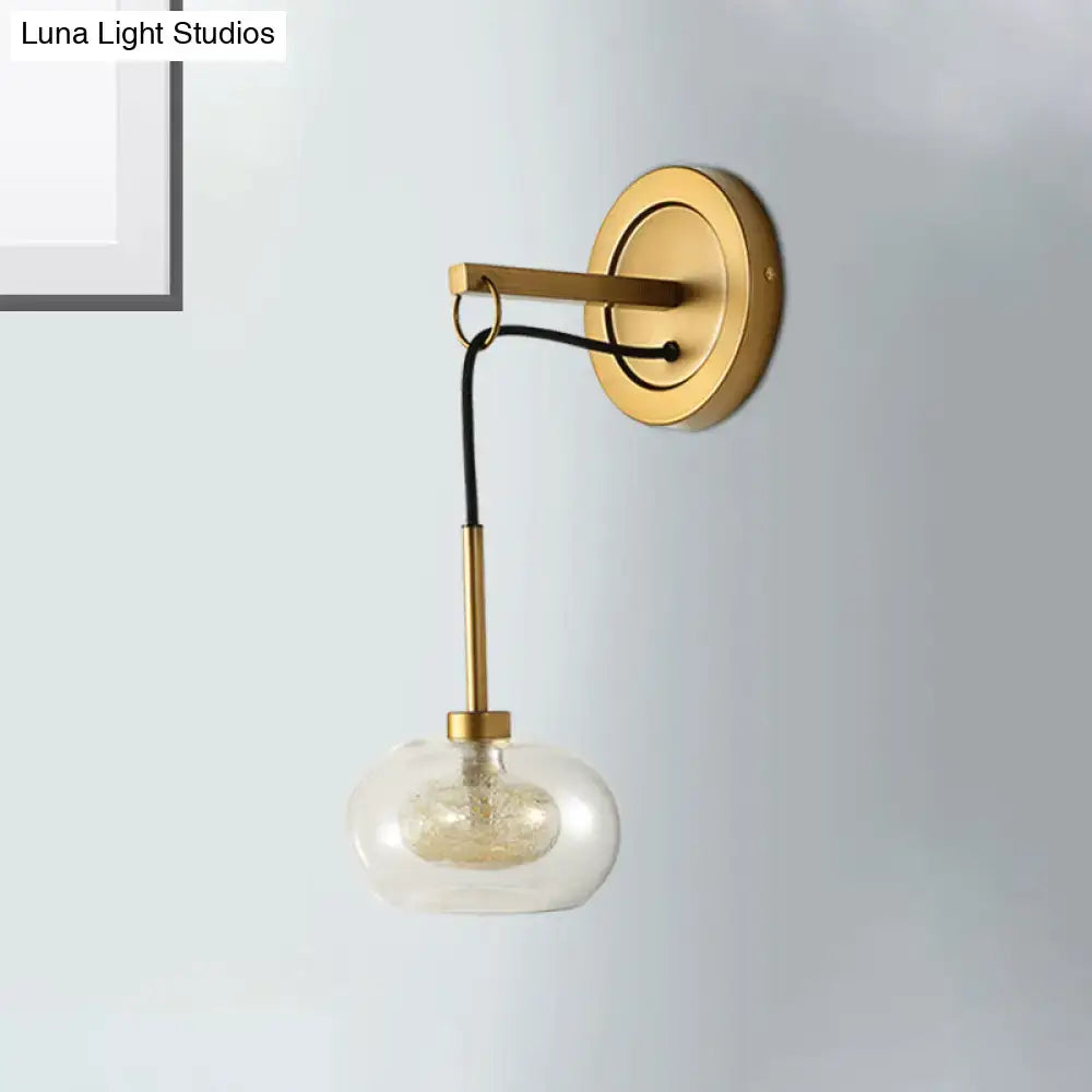 Modernist amber & white glass wall sconce bedroom drop lamp
