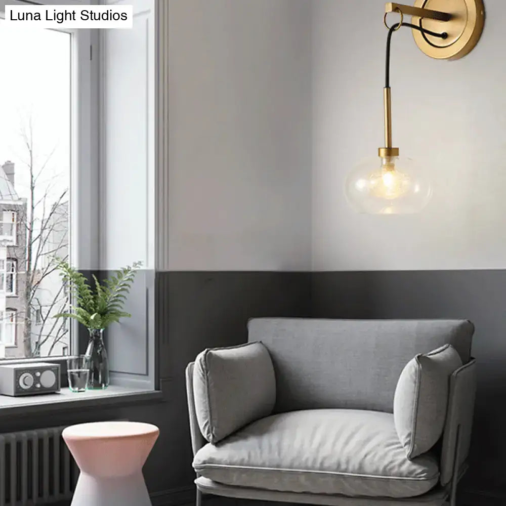 Modernist amber & white glass wall sconce bedroom drop lamp