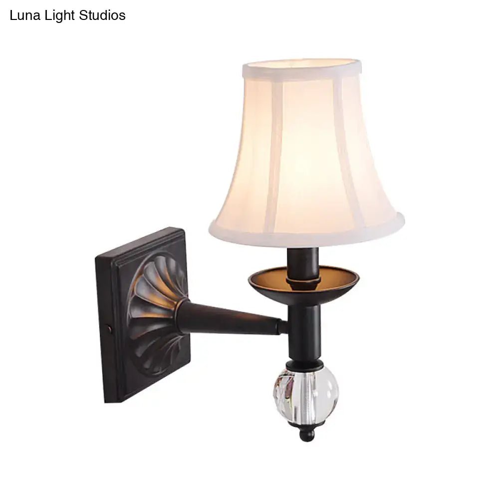 Modernist bell black and white wall light bedroom crystal sconce