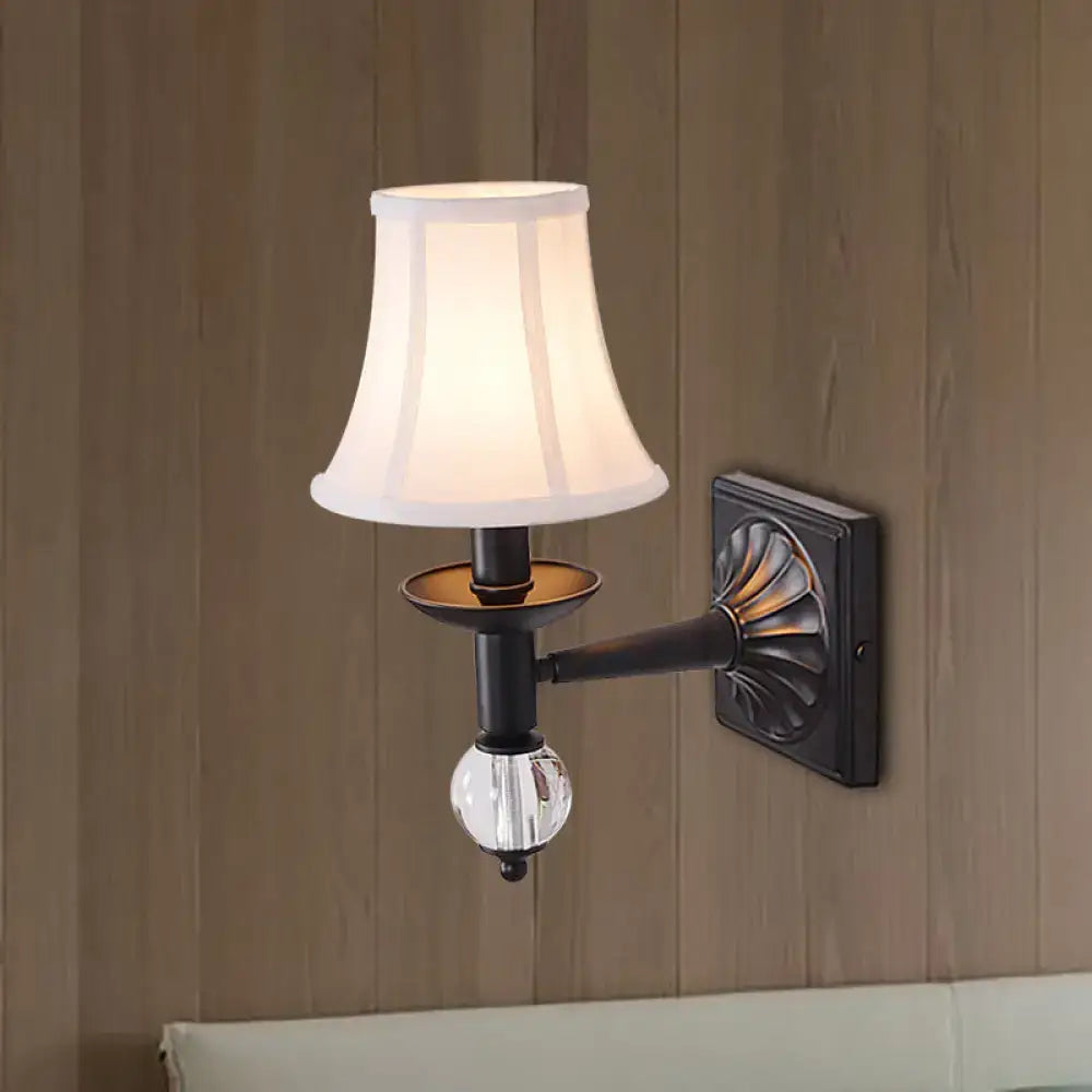 Modernist bell black and white wall light bedroom crystal sconce