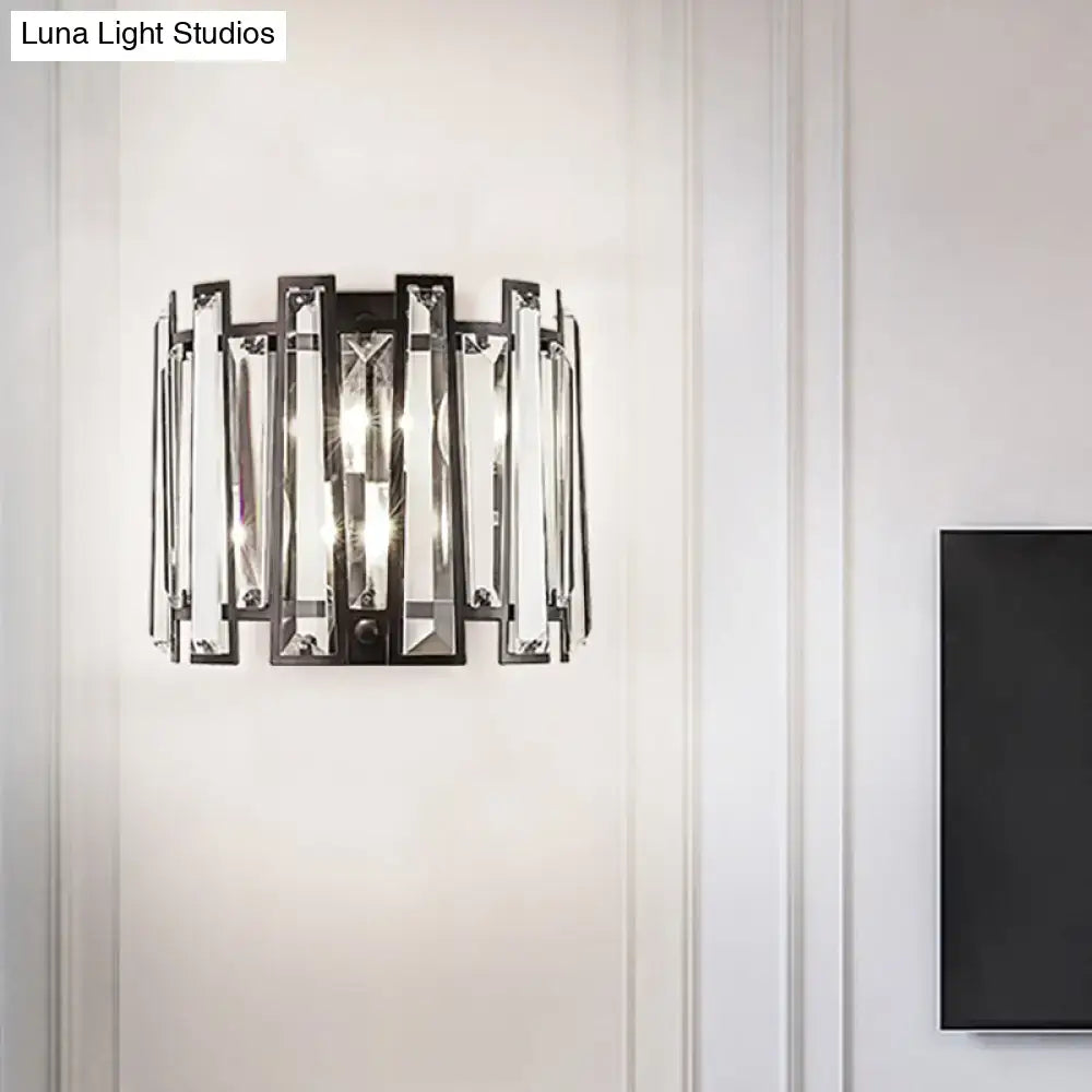 Modernist black finish crystal wall lamp for corridor