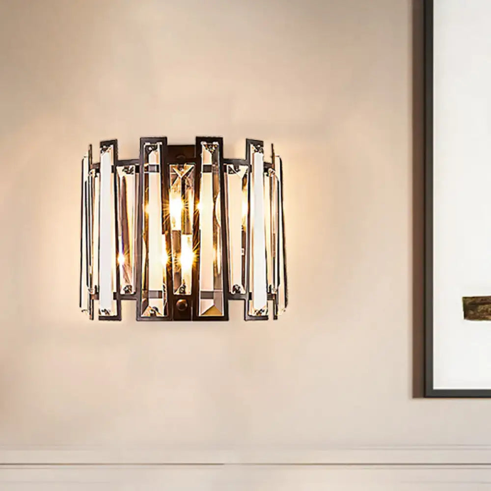Modernist black finish crystal wall lamp for corridor