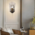 Modernist black & gold wall sconce bedroom clear crystal panel