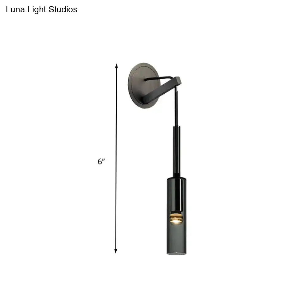 Modernist black led crystal tube wall sconce bedroom light