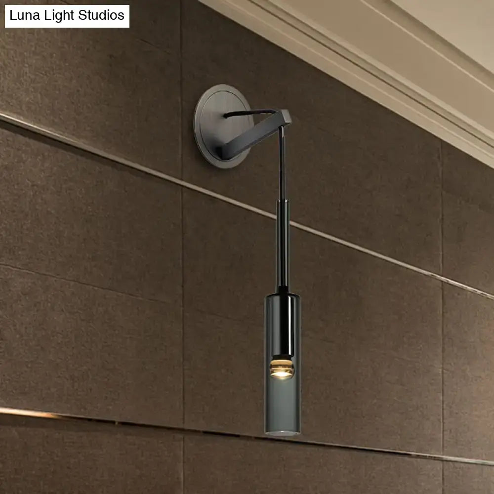Modernist black led crystal tube wall sconce bedroom light