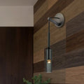 Modernist black led crystal tube wall sconce with sleek metallic finish and frosted glass shade for bedroom lighting