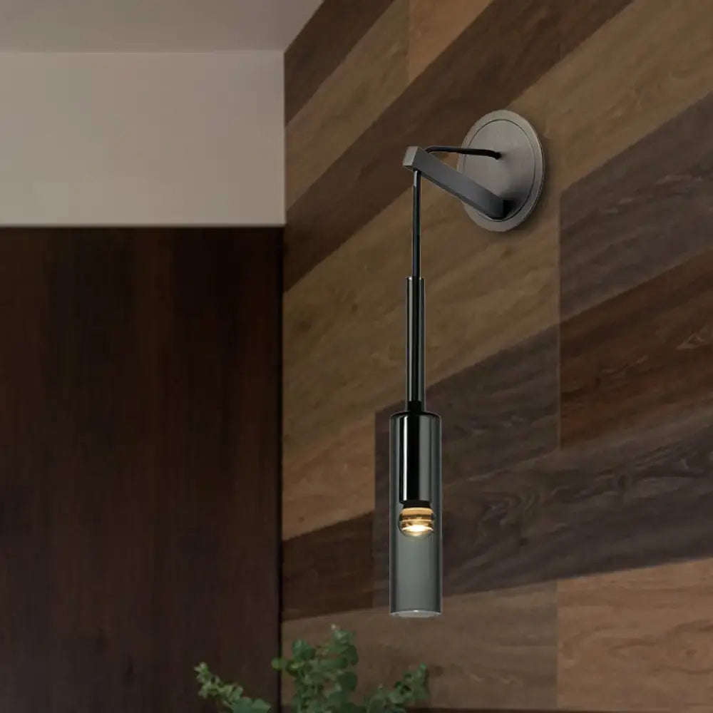 Modernist black led crystal tube wall sconce bedroom light