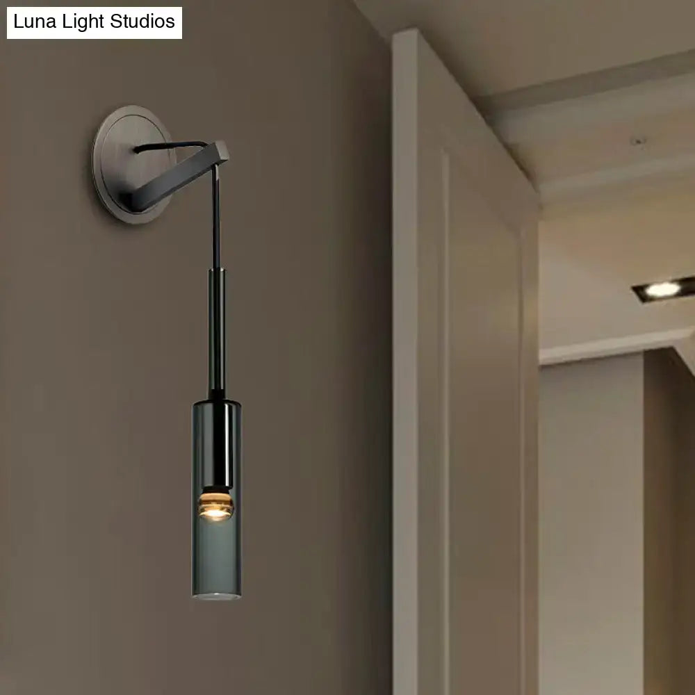 Modernist black led crystal tube wall sconce bedroom light