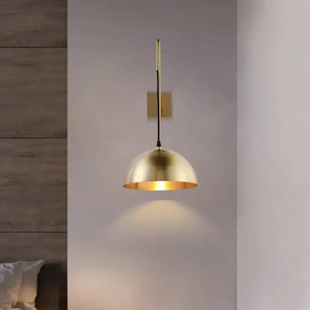 Modernist brass dome sconce bedroom wall light