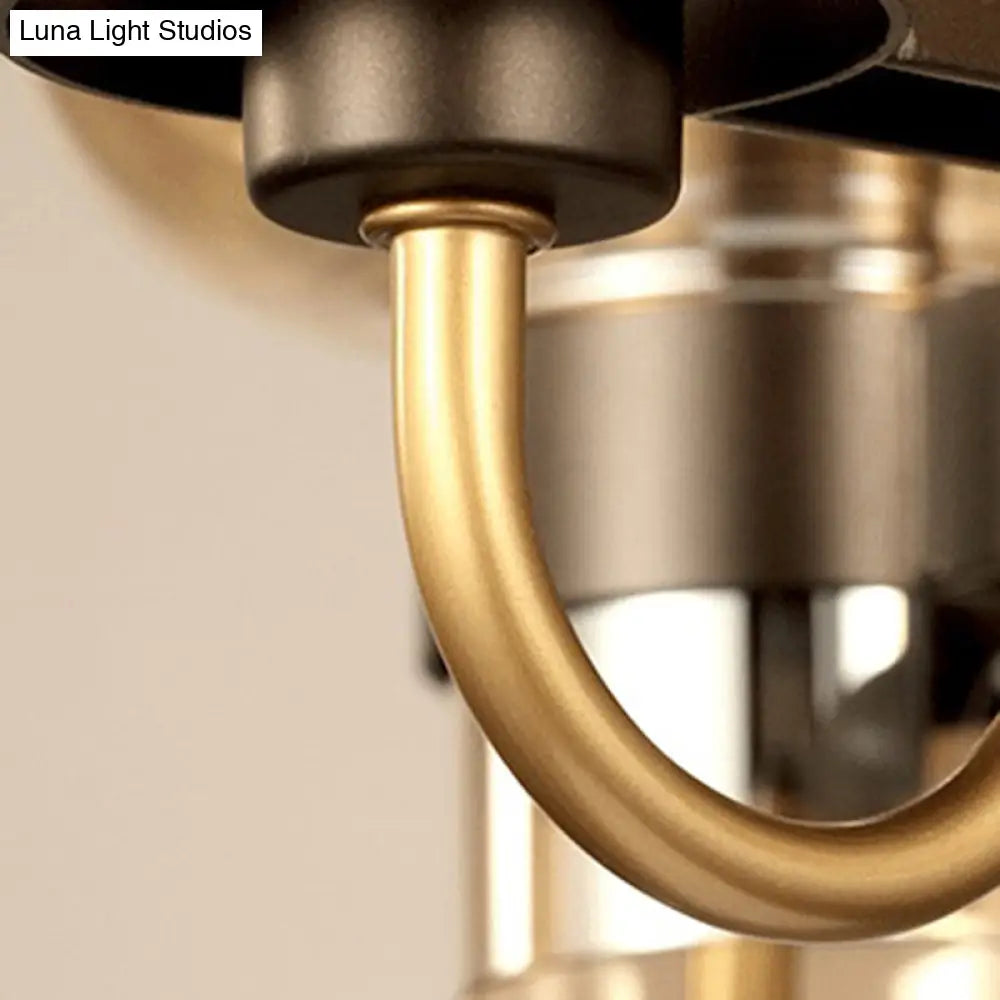 DecorBites™ Modernist Clear/Amber/Smoke Glass Pendant Lamp with Linear Design - Cone Island Lighting (6/8 Lights, Black/Brass Ceiling)