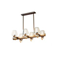 DecorBites™ Modernist Clear/Amber/Smoke Glass Pendant Lamp with Linear Design - Cone Island Lighting (6/8 Lights, Black/Brass Ceiling)