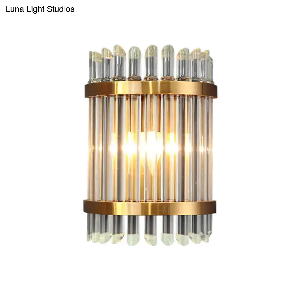 Modernist clear crystal wall sconce gold finish living room light