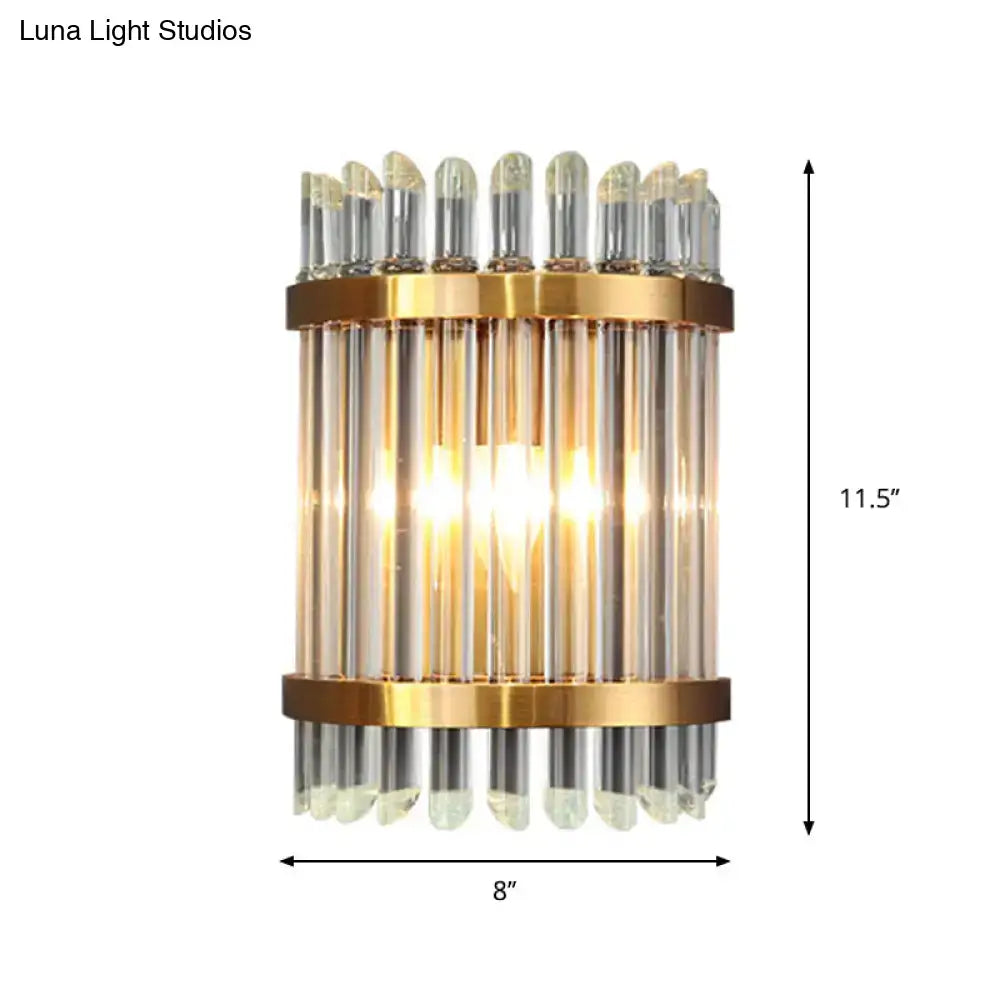 Modernist clear crystal wall sconce gold finish living room light