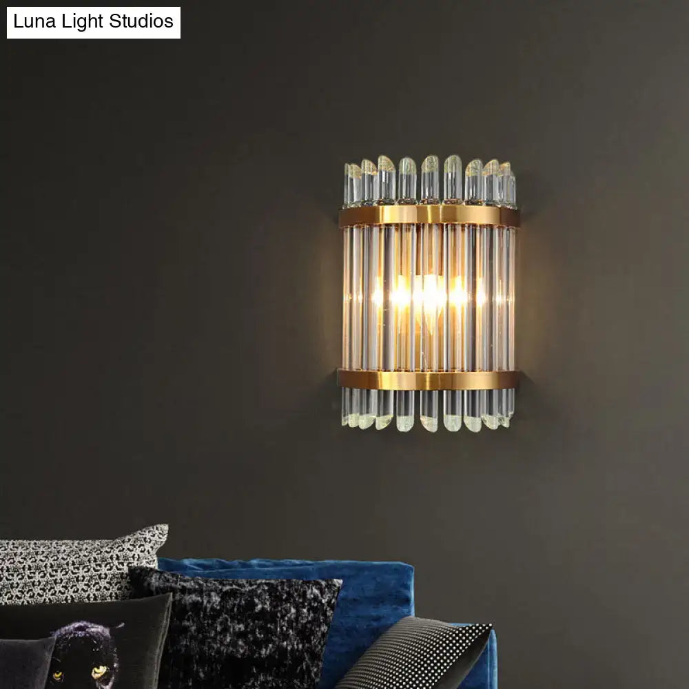 Modernist clear crystal wall sconce gold finish living room light
