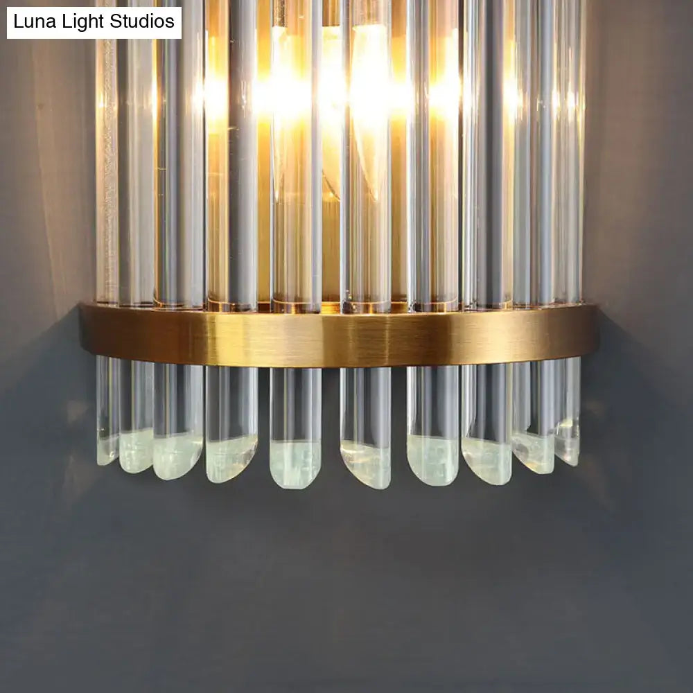 Modernist clear crystal wall sconce gold finish living room light