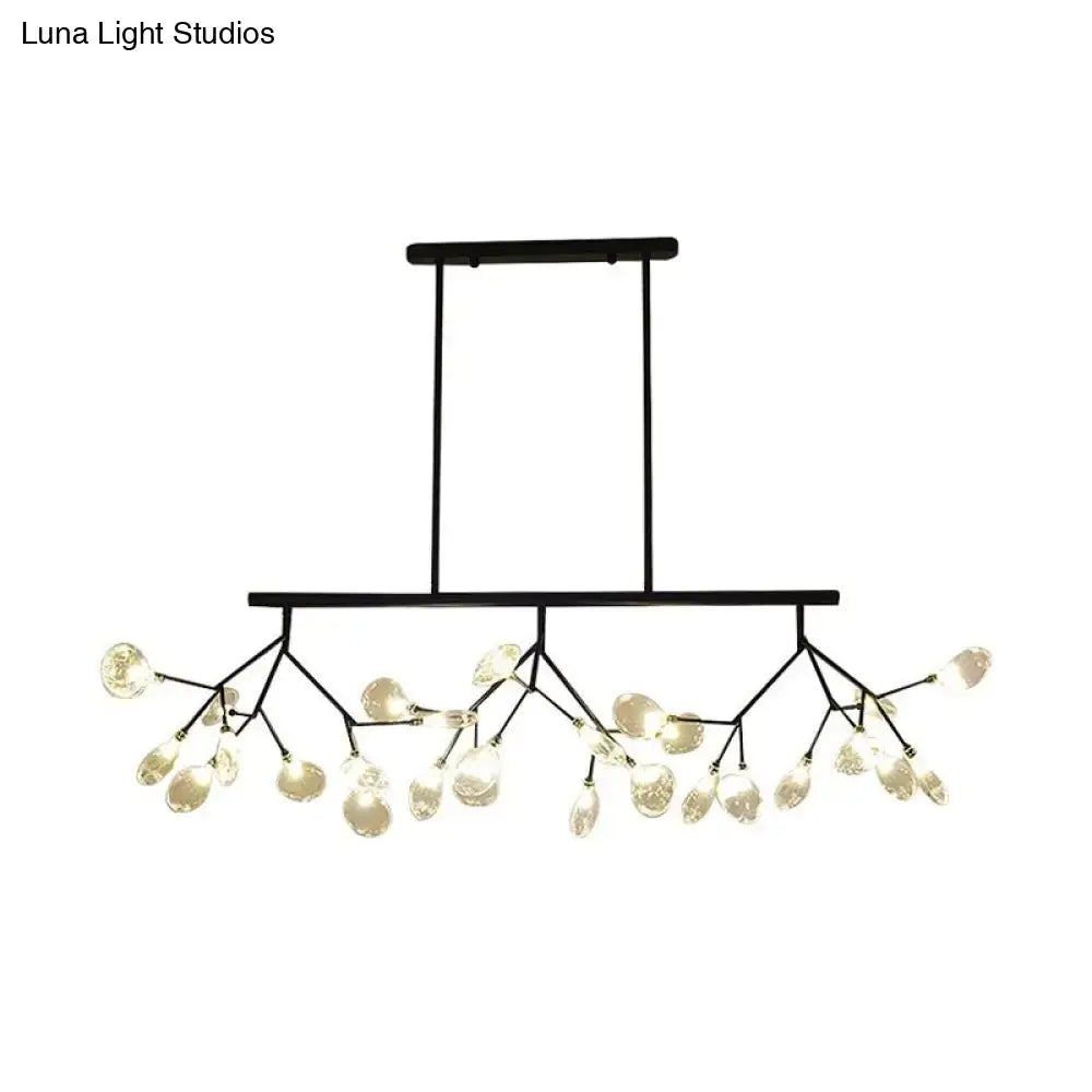 Modernist clear glass firefly hanging island light black & gold dining