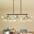 Modernist clear glass firefly hanging island light black & gold dining