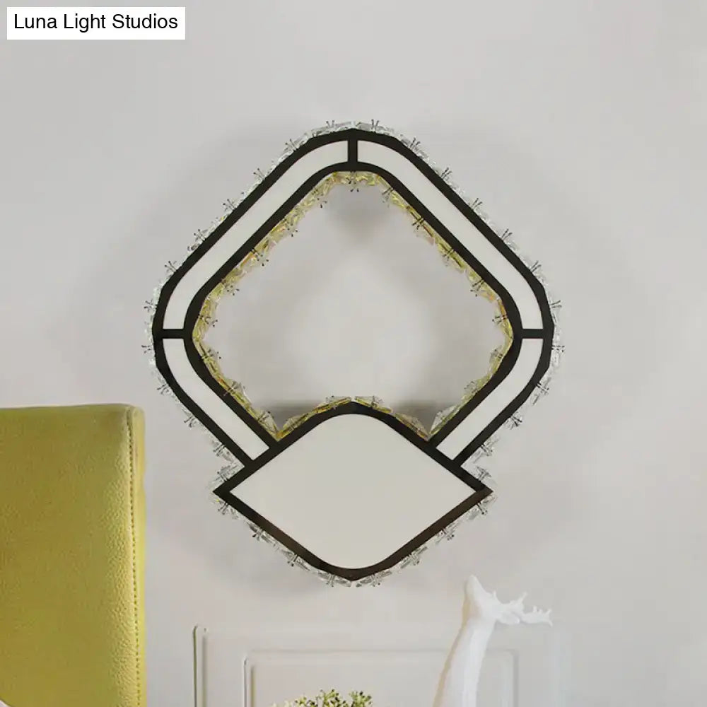 Modernist cut crystal led geometric wall sconce bedroom light