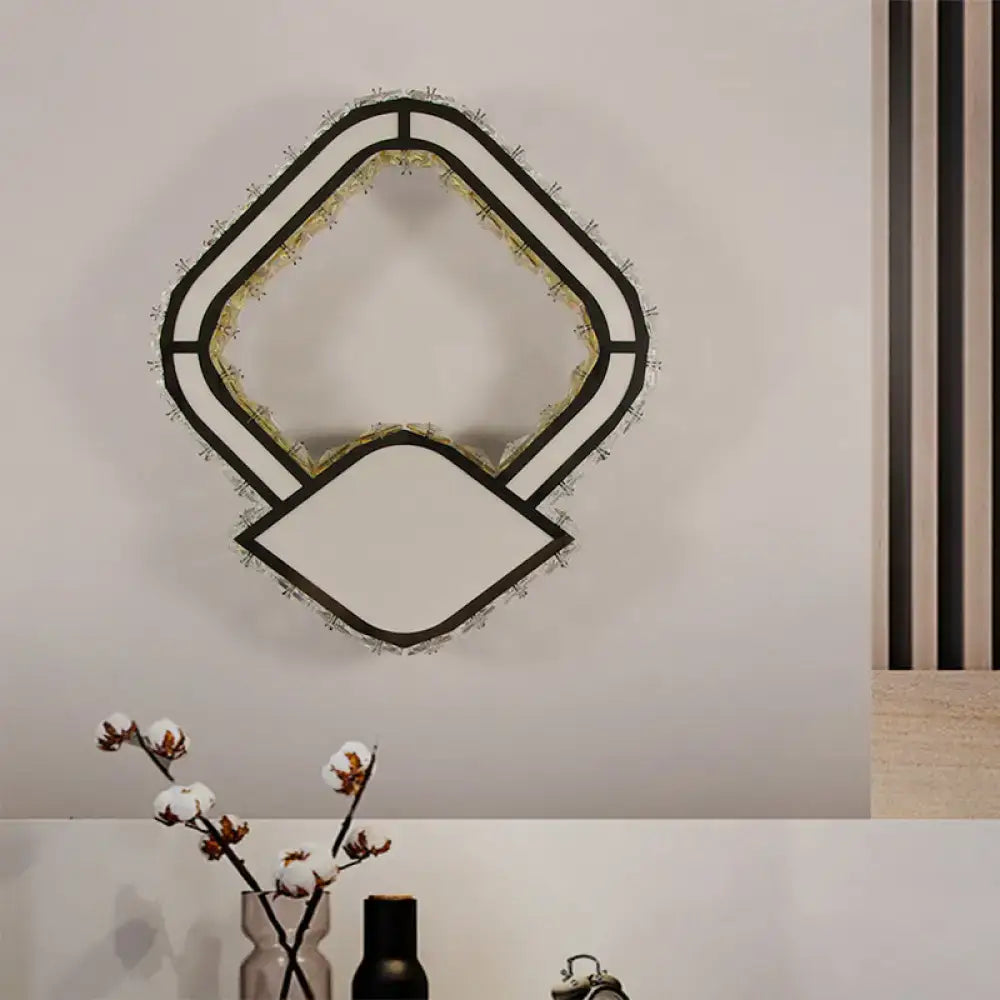 Modernist cut crystal led geometric wall sconce bedroom light