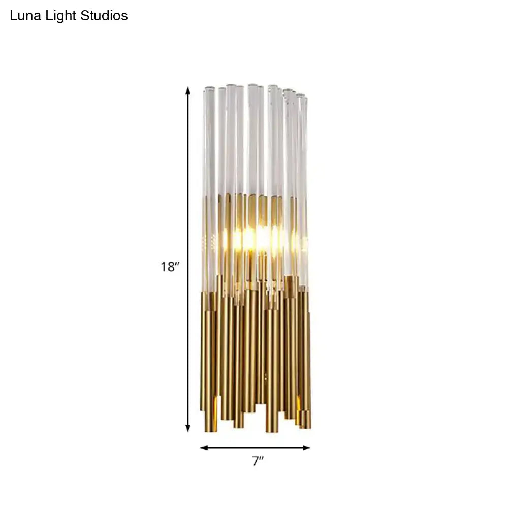 Modernist gold & clear cylinder wall light fixture bedroom sconce