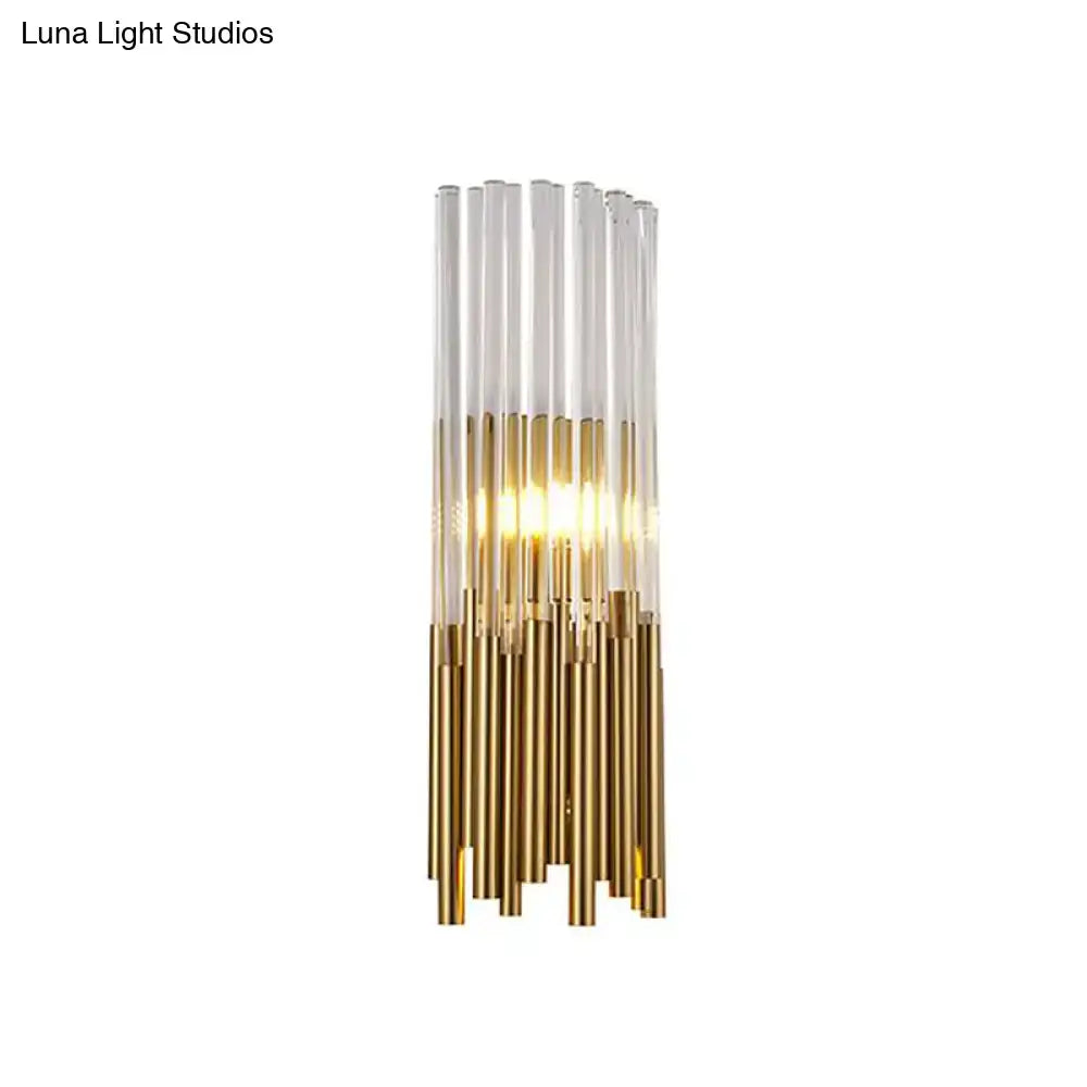 Modernist gold & clear cylinder wall light fixture bedroom sconce
