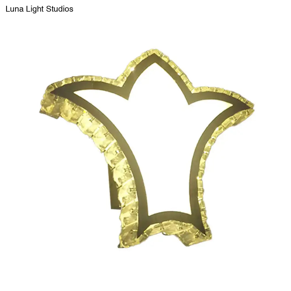 Modernist gold crown wall light with clear k9 crystal for bedroom