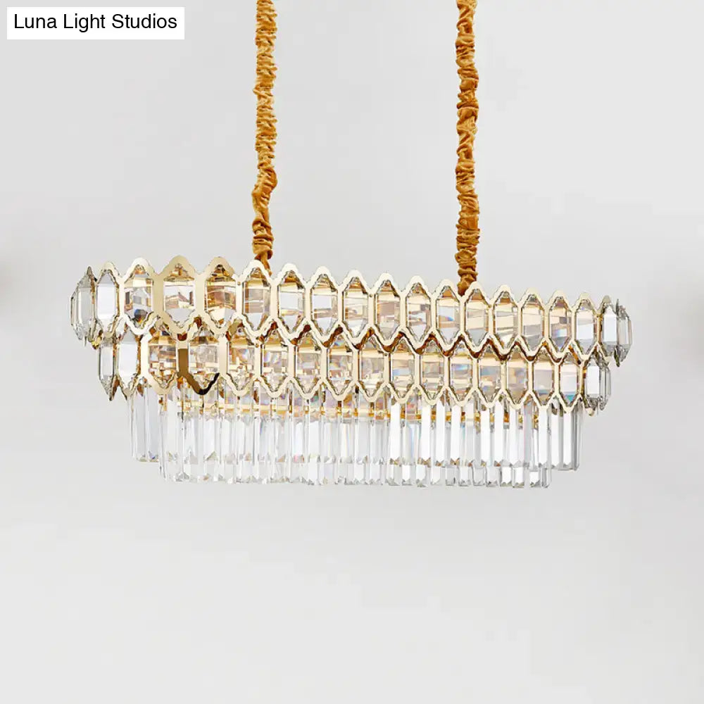 Modernist gold crystal pendant light dining room chandelier