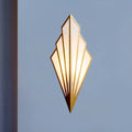 Modernist gold fan wall lamp direct wired electric 110v-120v art deco sconce with frosted glass panels
