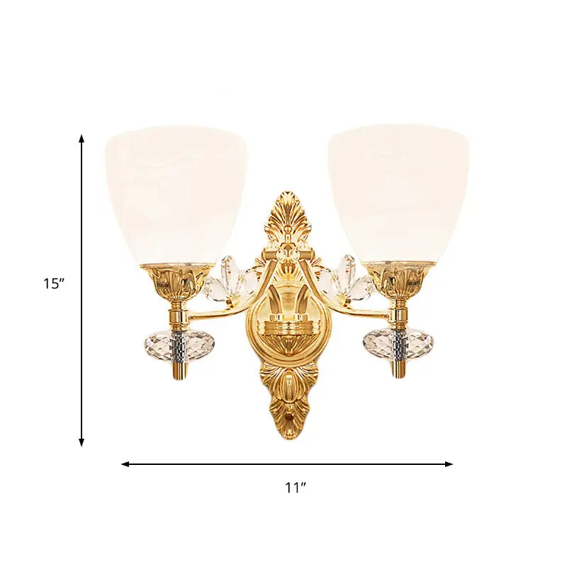 Modernist gold finish crystal wall light bedroom sconce