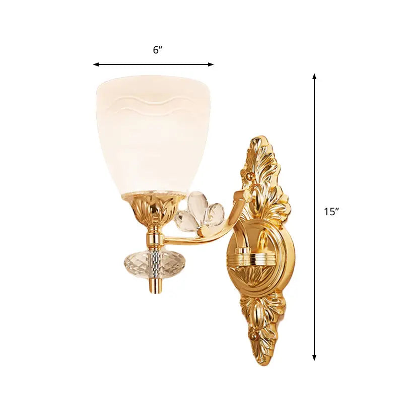 Modernist gold finish crystal wall light bedroom sconce