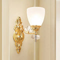 Modernist gold finish crystal wall light bedroom sconce
