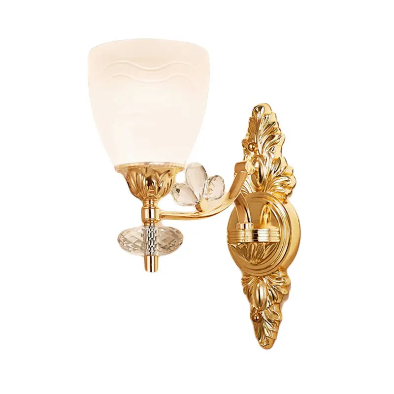 Modernist gold finish crystal wall light bedroom sconce