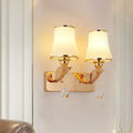 Modernist gold finish opal glass wall light bedroom crystal drop