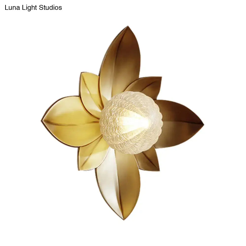 Modernist gold flower light fixture bedroom wall sconce