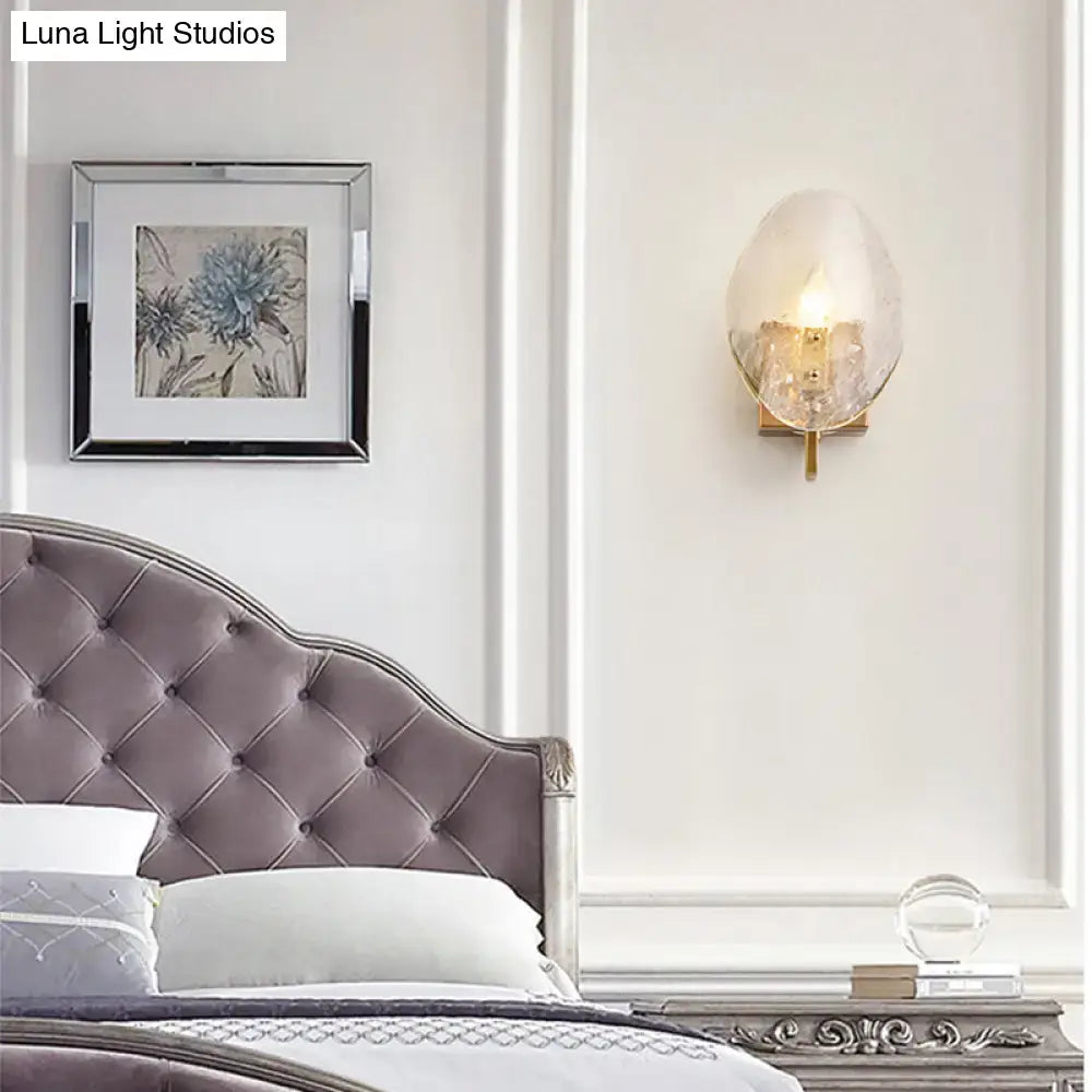 Modernist gold glass shield wall lamp bedroom sconce light