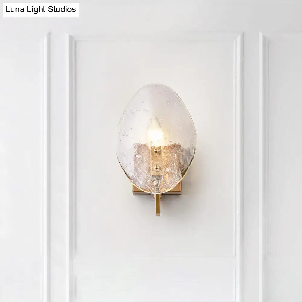 Modernist gold glass shield wall lamp bedroom sconce light