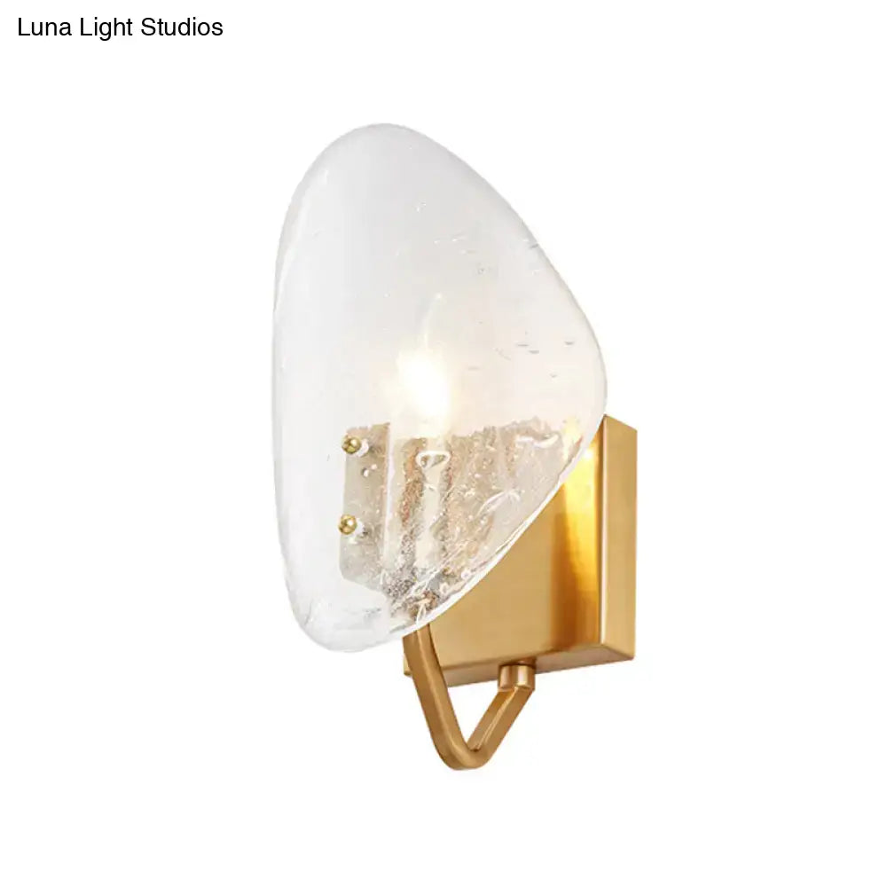 Modernist gold glass shield wall lamp bedroom sconce light