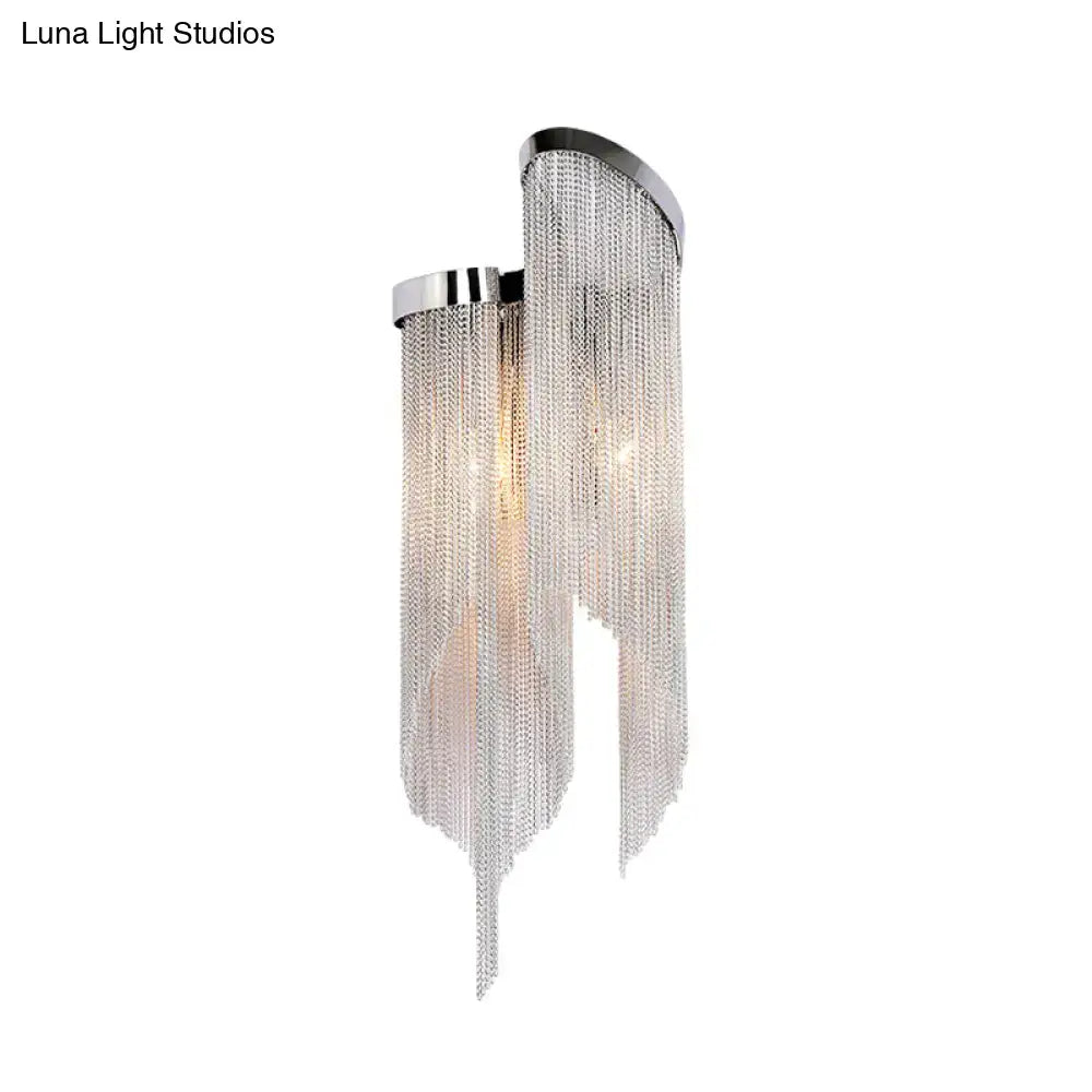 Modernist gold & silver aluminum tassel wall sconce living room light