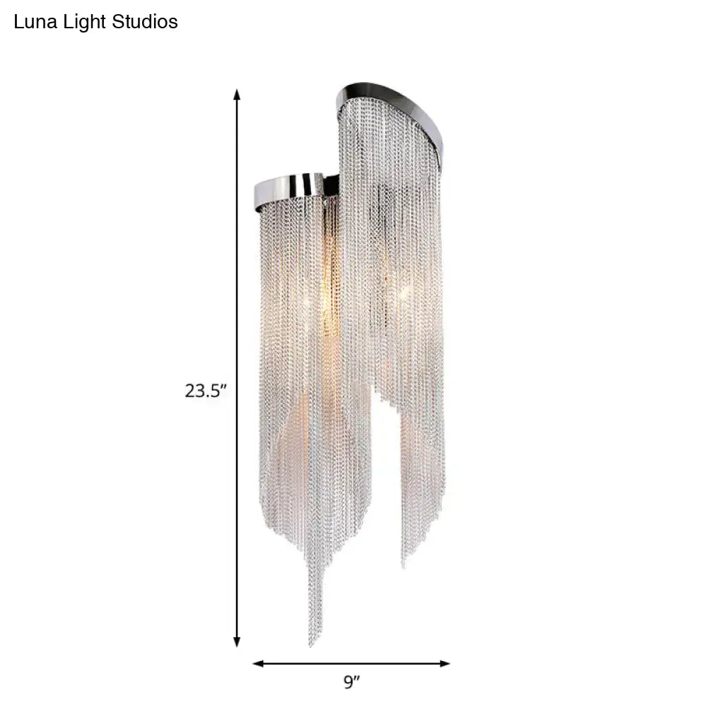 Modernist gold & silver aluminum tassel wall sconce living room light