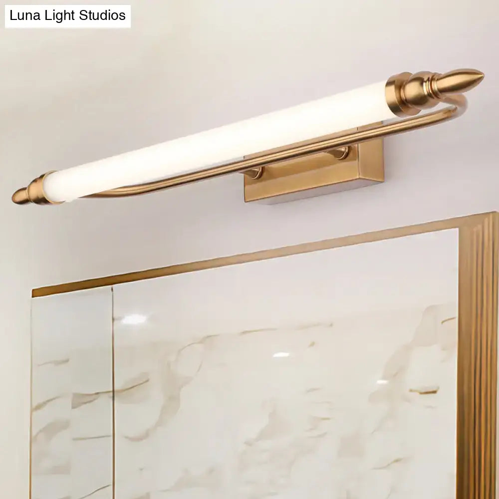 Modernist gold tube metal vanity wall light bathroom fixture