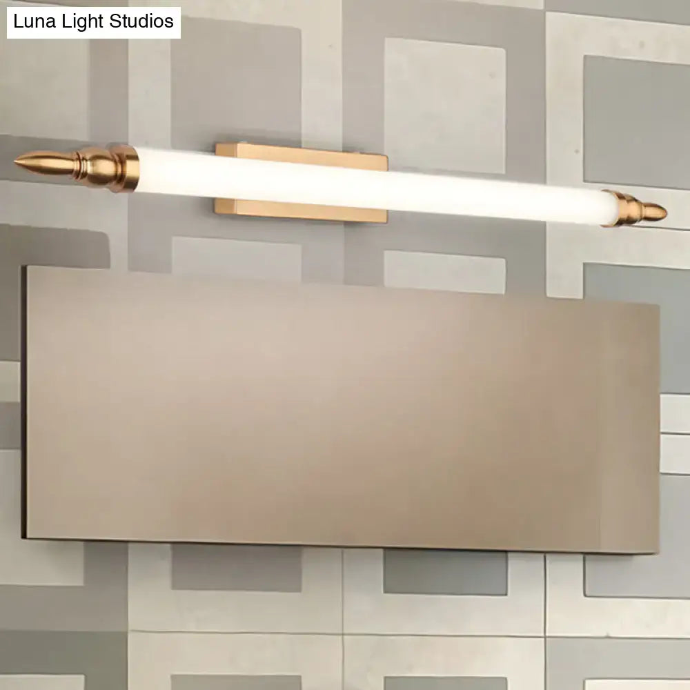 Modernist gold tube metal vanity wall light bathroom fixture