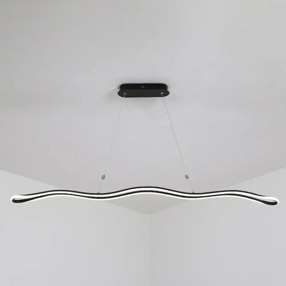 Modernist gold wavy led island pendant dining room light