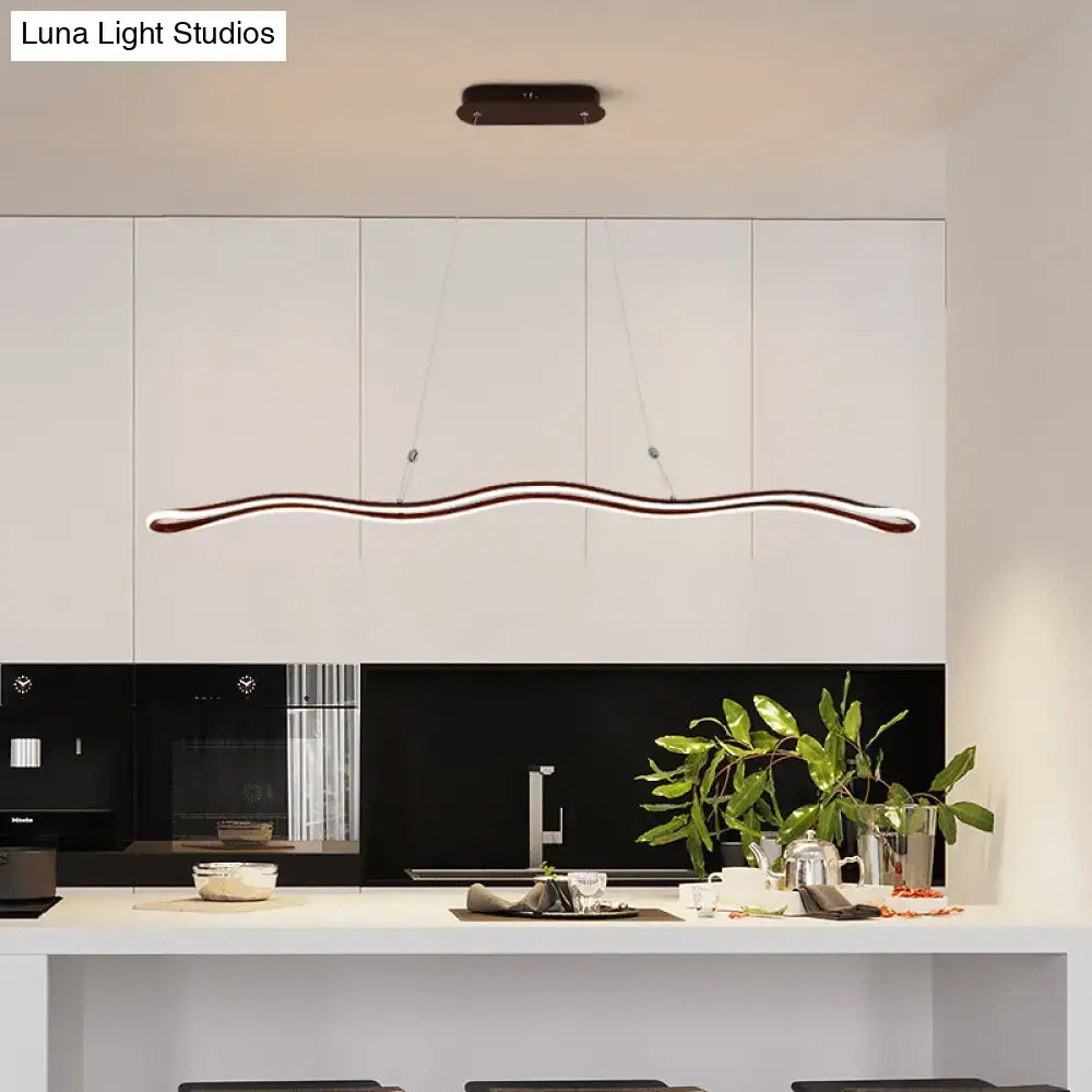 Modernist gold wavy led island pendant dining room light