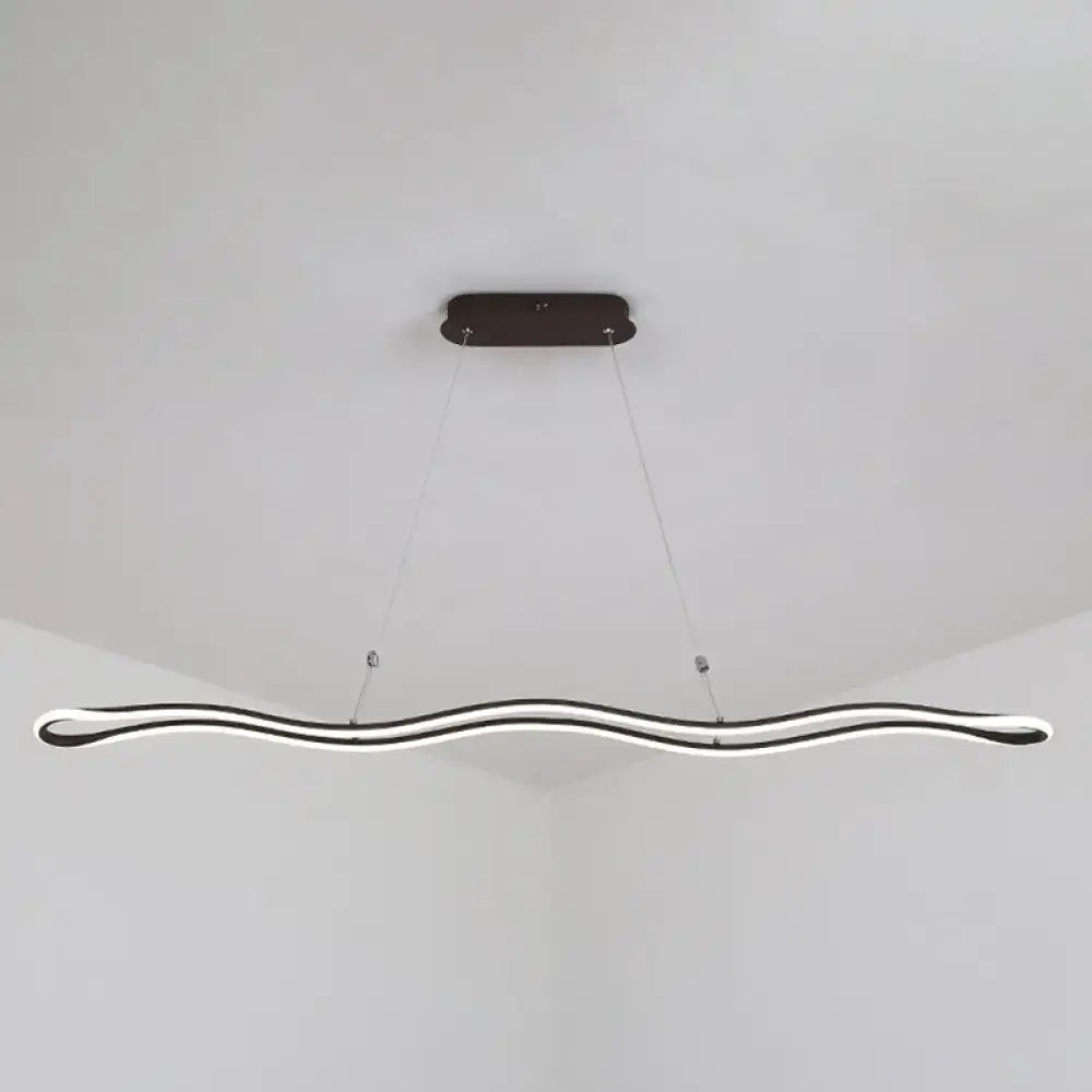 Modernist gold wavy led island pendant dining room light