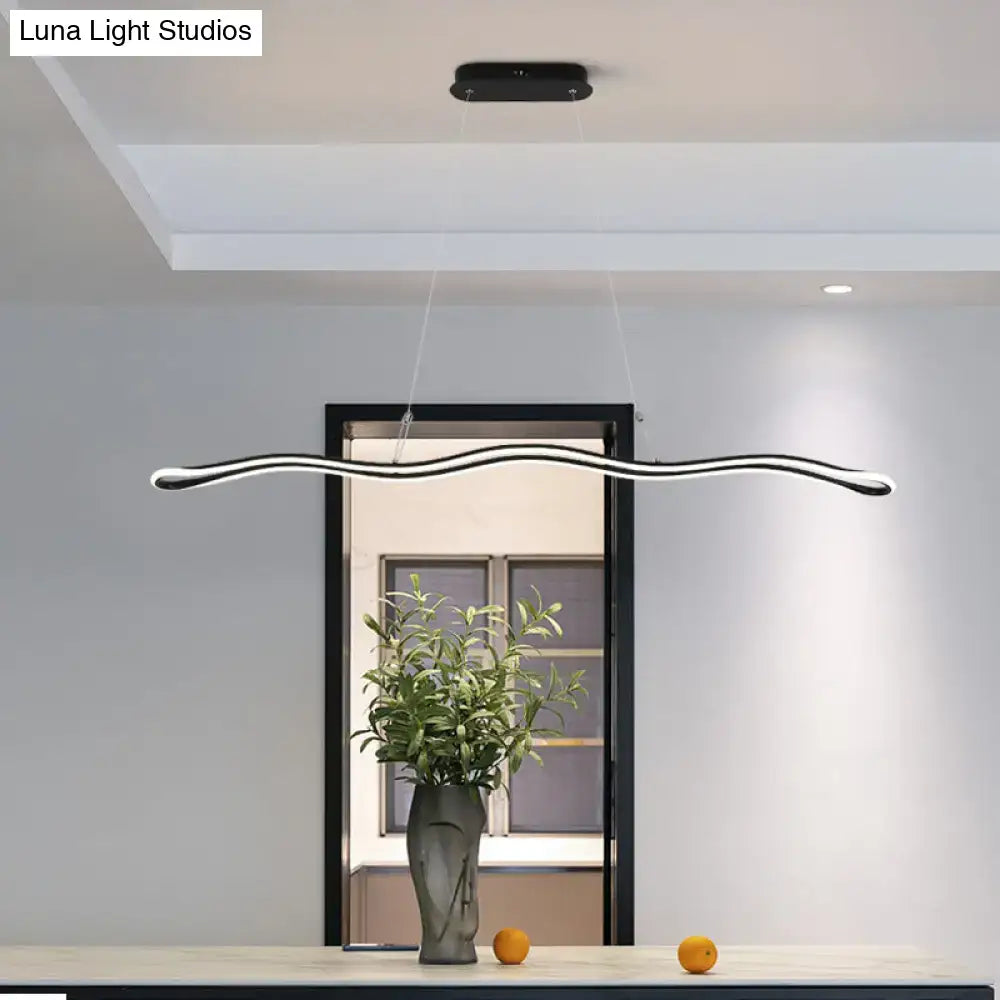 Modernist gold wavy led island pendant dining room light