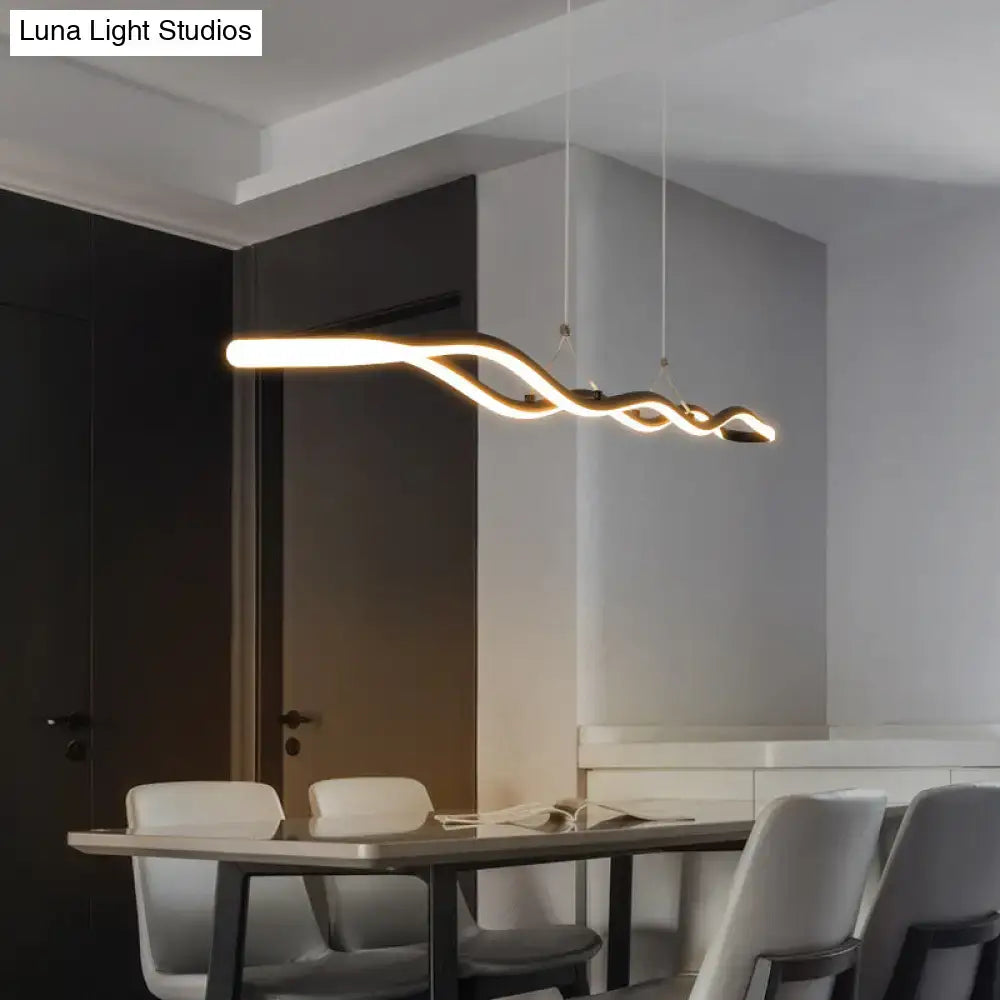 Modernist gold wavy led island pendant dining room light