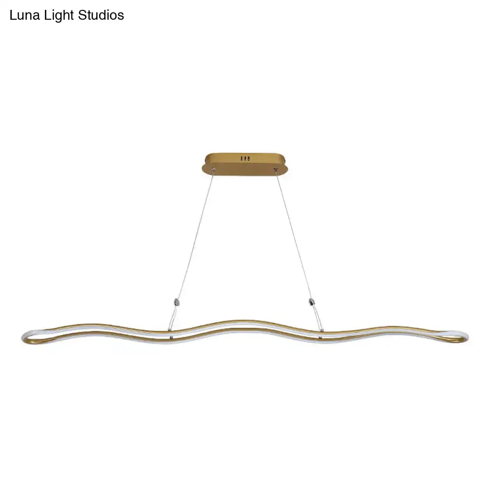 Modernist gold wavy led island pendant dining room light