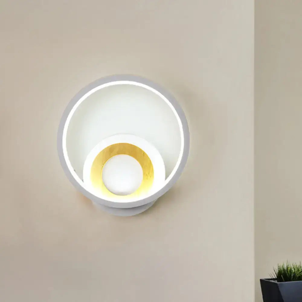 Modernist gray and wood ring wall sconce bedroom led light