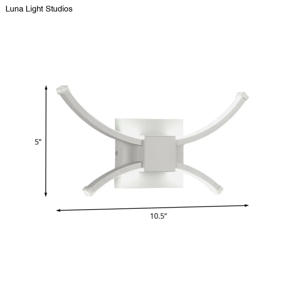 DecorBites™ Modernist LED Metallic Wall Light - White Square and Curved Linear Design - Warm/White Light